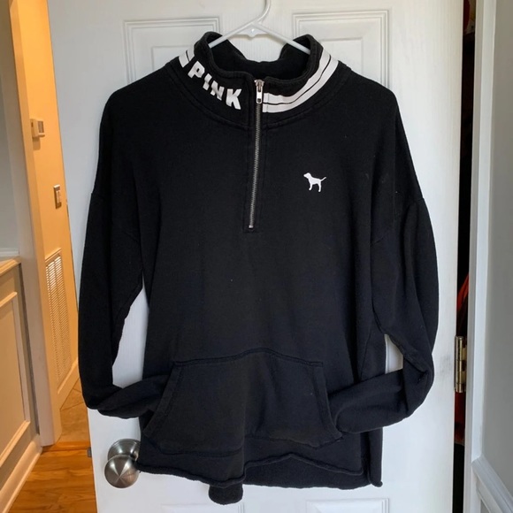 Pink half zip sweatshirt raw hem - Picture 4 of 4